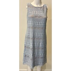 Jessica H Sheath Lace Overlay Bohemian Dress Size 6 Pastel Blue Wedding Guest